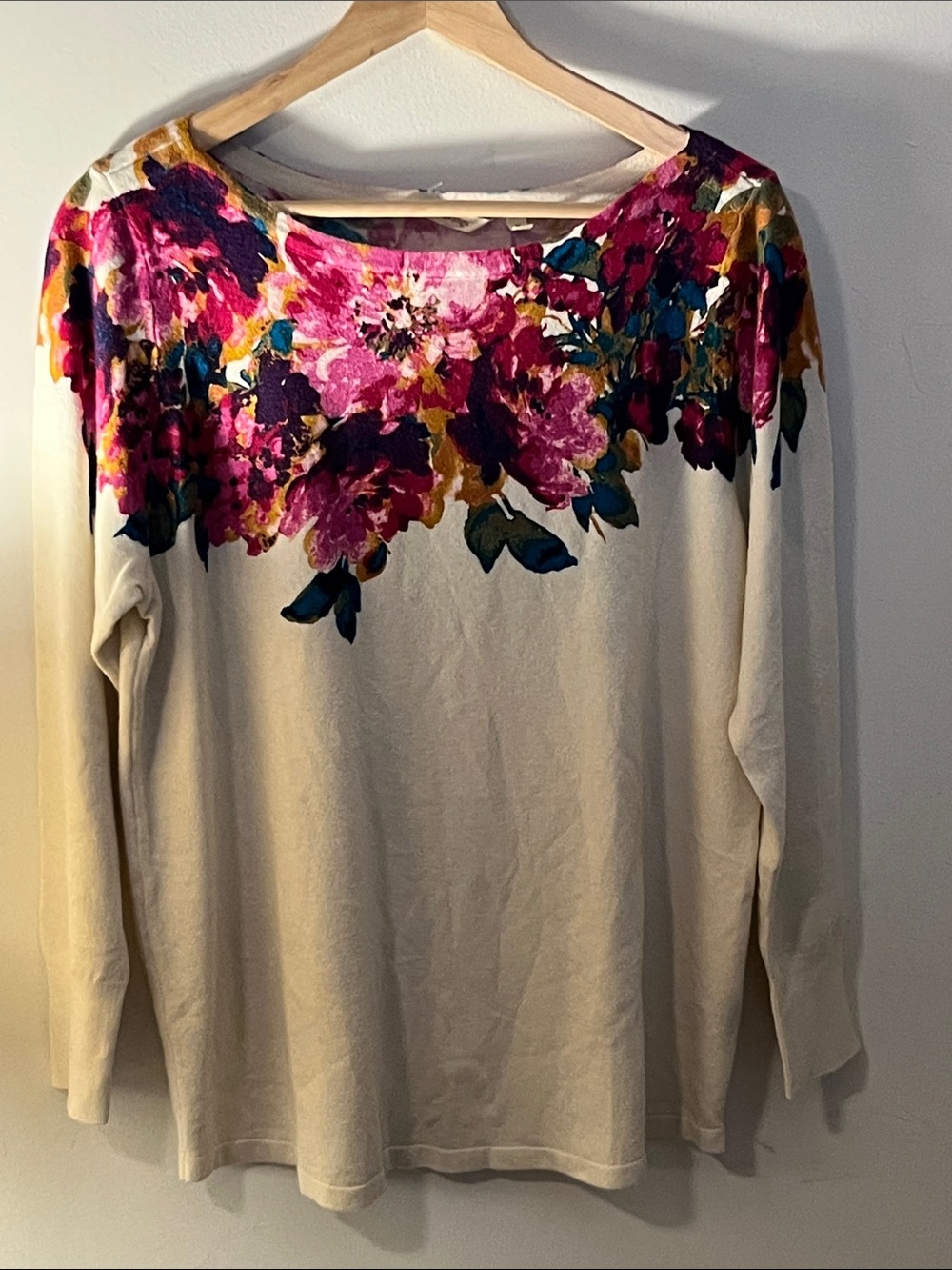 Soft Surroundings Watercolor Floral Pullover Sweater